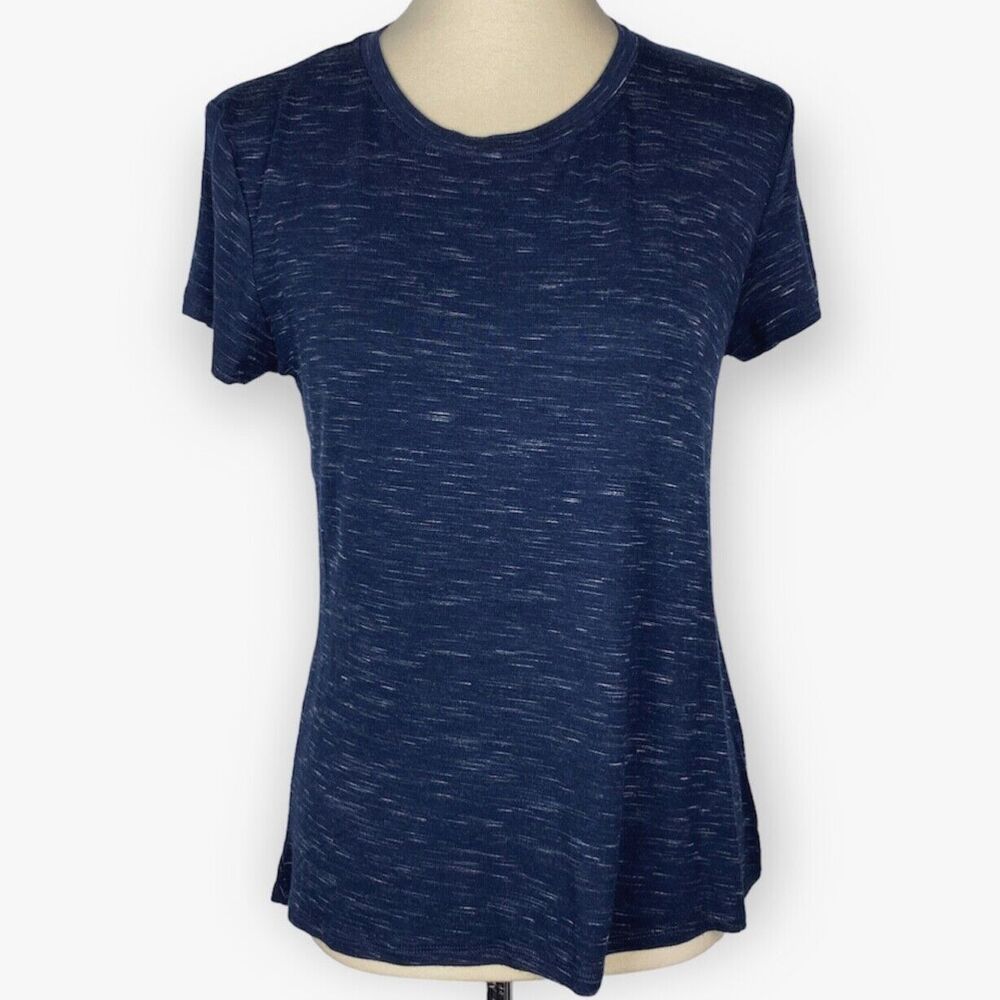 Avia Womens Top Small Blue Knit Active Space Dye T Shirt Tee Soft Stretch NEW
